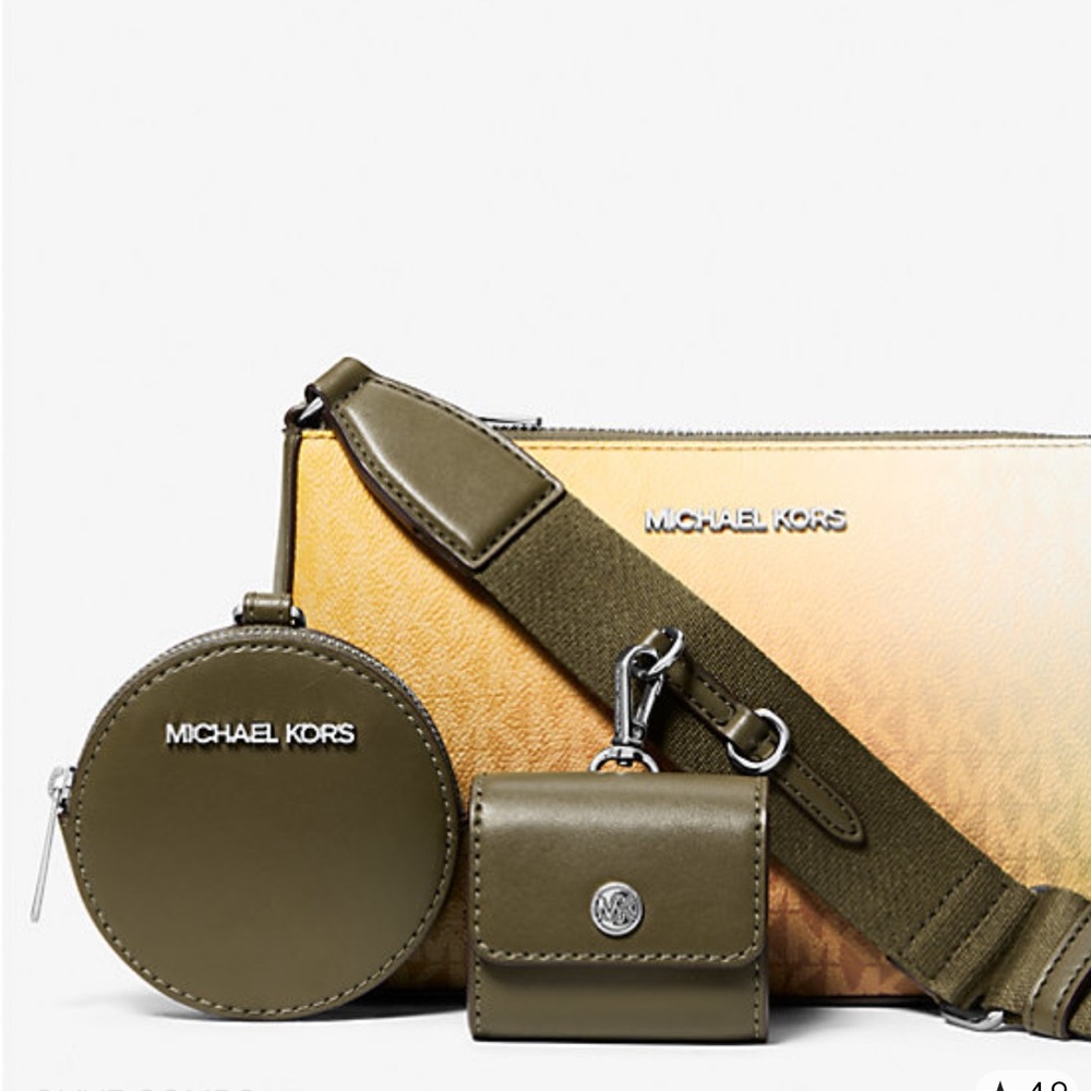 MICHAEL KORS Jet Set Sm Ombré Signature Logo Crossbody Case Apple Airpods Pro® - Picture 4 of 16